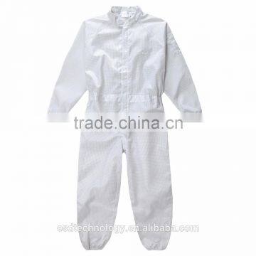 5mm Grid 100% Polyester Antistatic Cleanroom Overall Workwear for Electronic Factory