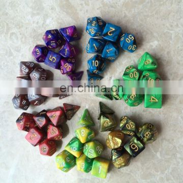 High quality Multi-Sided Dice New 7pc/lot dice set with marble effect d4 d6 d8 d10 d10 d12 d20 DUNGEON and DRAGONS rpg dice game