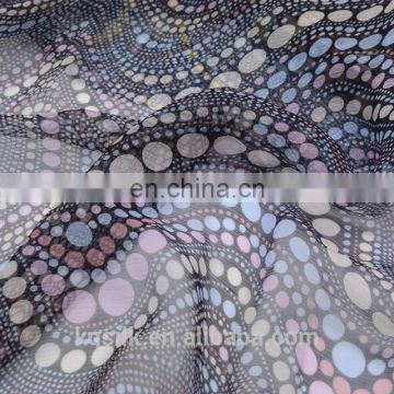 Printed transparent 100% mulberry Silk Crepe Georgette/chiffon fabric with colorful dots