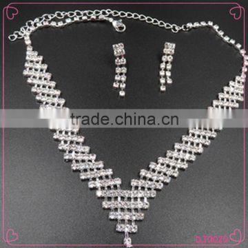 Elegant Rhinestone Necklace Shining Double Crystal Chain Necklace Set