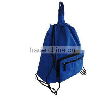 Cheap drawstring bag with front zipper pocket