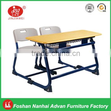 Modern school desk and chair furniture, double desk and chair sets attached, high top table and chair