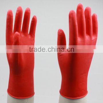Red rubber glove with dexterous for general use