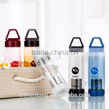 Wide mouth tea infuser portable bpa free plastic drinking water bottle