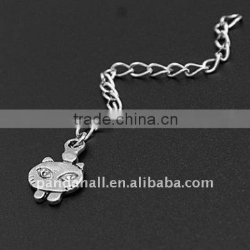 Brass End Chains, with Tibetan Style Pendants, Nickel Color, Brass Side Twist Chains: 3.4x1.4mm(FIND-JF00009)