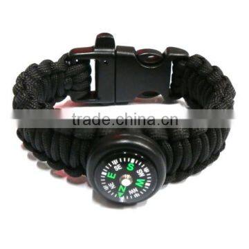 Colorful braided multi-color wholesale paracord survial bracelet with buckle and compass