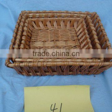 sell brown rectangle square willow basket