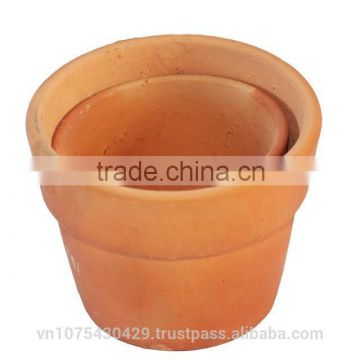 beautiful decoration orchid in pot, red terracotta pots