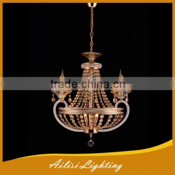 Vintage Hot Sale Gold Clear Crystal Candle Chandelier Light with 5 Lights