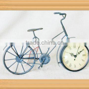 Metal Vintage decorative Bicyclel wall art with clock,antique green color