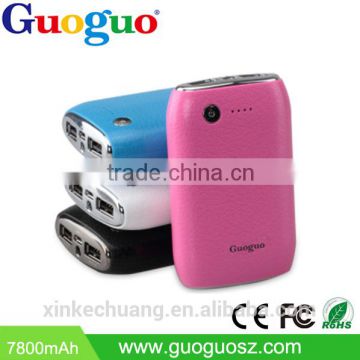 Guoguo 2016 fashion colorful dual usb 6600mah portable power bank permanent magnet charger