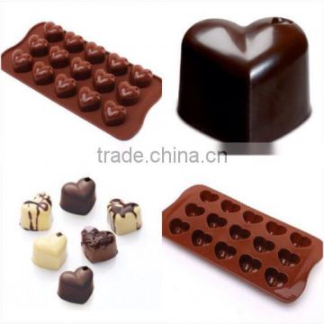 15 cavities Heart Shape Silicone Chocolate Mold , different shapes of chocolate mold