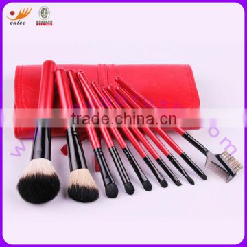 10Pcs Makeup/Cosmetic Brush Set ,Makeup Kits with Red Wooden Handl and Comsetic Bag, OEM and ODM are Available