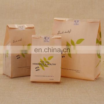 High quality square bottom greaseproof kraft paper bag for food french fries/potato chips/popcorn