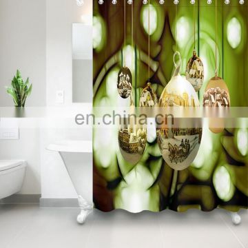 i@home Creative Christmas figure digital printing polyester shower curtain bathroom