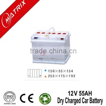High Quality 12V 55AH Dry Charge Car Battery