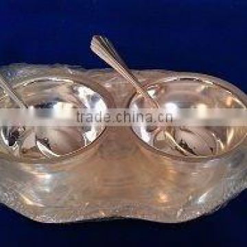 New Arrival - Twin soup Bowl Set with 6 corners Tray
