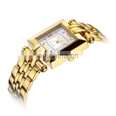 2019 Factory Custom Classic Rectangular Women Ladies Watches White MOP Dial Golden Bracelet Watch