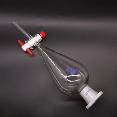 Pear Shaped Glass Separatory Funnel PTFE/glass Piston Complete Specifications Accurate Scale