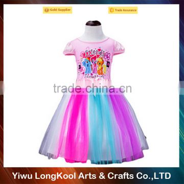 Wholesale top fashion cosplay frozen princess fancy tutu dress rainbow girl dress