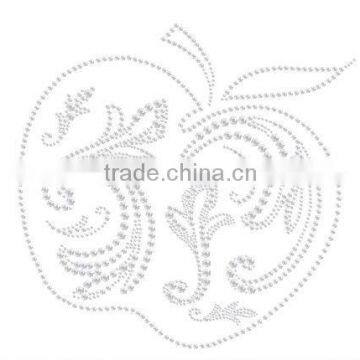 promotional flact back chinese AAA rhinestone motifs iron on apple