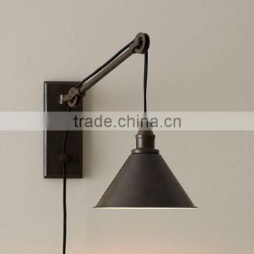 0108-15 pulley system in this industrial-style sconce raises and lowers lighting wall lamp