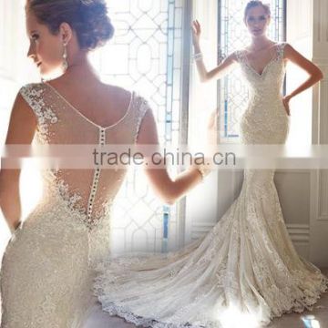 2016 new summer strapped wedding dress from china custom made wedding dress DH-5563