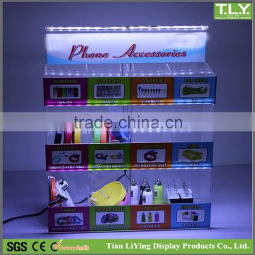 SSW-CA-101 Acrylic Mobile Phone Accessories Storage Display with LED lights