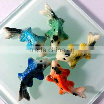 Tiny Japanese Koi Fish Carp Ceramic Painting / Pottery Painting Figurines Dollhouse Miniature Home Decor/ Garden Ornaments / fis