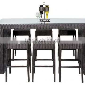2017 Sigma Outdoor Wicker Patio Bar Table Set Used Barstools