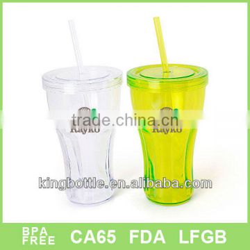 16OZ single wall cola mug with straw