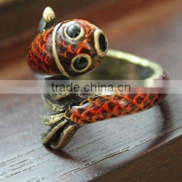 fashion enamel fish rings with rhinestone, fashion antique rings, personalized rings