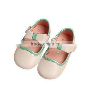 2016 Spring autumn latest style cute bowknot girls leather shoes