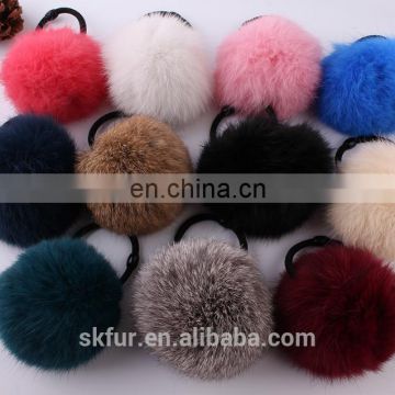 Factory wholesale baby elastic hair rubber bands with fur ball for girls and women