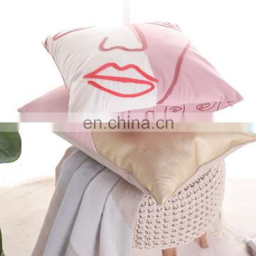 Latest Design Cute Digital Print Crewel Face Embroidery Cushion Covers