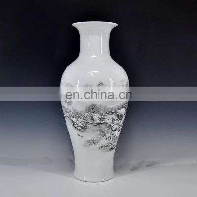 Tall china snow landscape design single flower vase