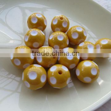 New Wholesales Mustard Yellow 20mm Gumball Bubble Polka Dot Beads for chunky bead necklace for little girl