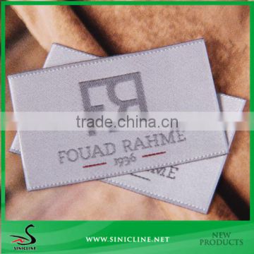 Sinicline White Damask Woven Clothes Label for High-end Suits