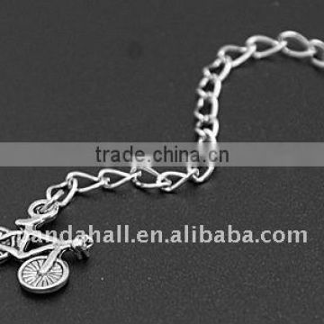 Brass End Chains, with Tibetan Style Pendants, Nickel Color, Brass Side Twist Chains: 3.4x1.4mm(FIND-JF00018)