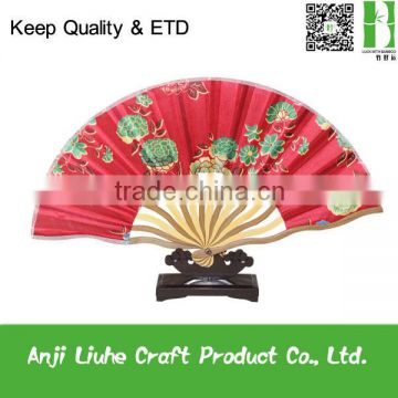 Red Cloth arts crafts custom printed folding hand fan