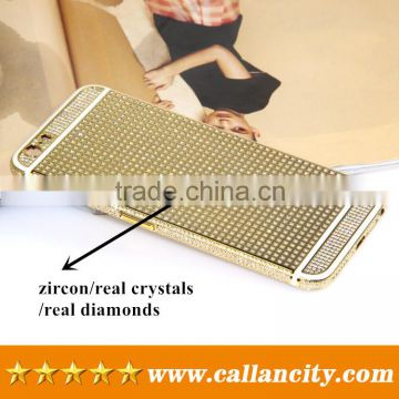 Factory sale directly custom cell phone housing 24kt gold with diamonds for iPhone 6 6s plus