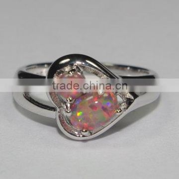 falak gems Orange Hearts Fire Opal Ring - Opal Jewelry, Silver Orange Gem Opal Ring - Rainbow Opal Jewelry,Oval Opal Ring