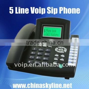 Supply 5 line sip voip phone for PBX with cheap price and strong function