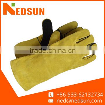Hot sales whole back cow split heat-resistant leather gloves for welding