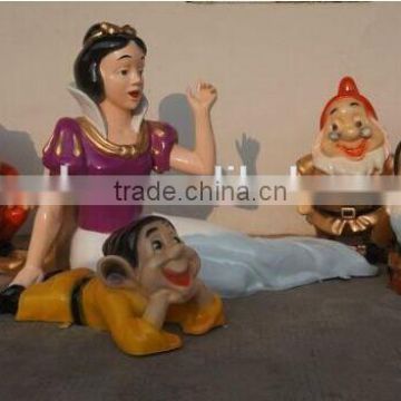 Fiberglass cartoon statue Snow White and the Seven Dwarfs
