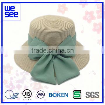 Recycled Paper Craft Straw Hat in High Quality with Bowknot Decoration