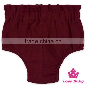 China Yiwu Cheap Bordeaux Plain Free Newborn Toddle Unisex Shorts Style Diaper Panties