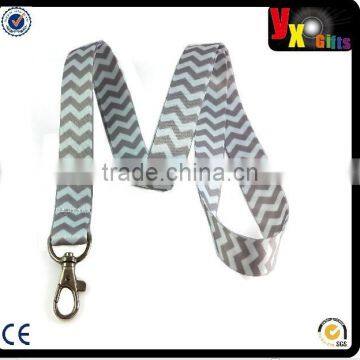 Gray Chevron Lanyard Key Chain Id Badge Holder