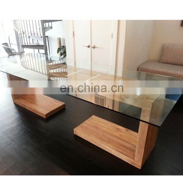 Customized rectangle toughened clear or colored glass table top