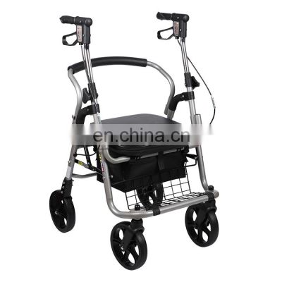 Light weight high quality aluminum construction four flexible wheels brake rollator walker for seniors